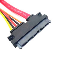 SATA 7 + 15P 22Pin adaptor ekstender Hard Drive, jaringan tembaga logam pelindung kepang kabel daya Data seri ATA untuk pria dan wanita