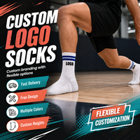Chaussettes de sport personnalisées Cew, bleu rayé classique, mi-mollet, anti-ampoules, tricot doux, athlétiques, toutes saisons