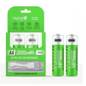 Paquete de baterías recargables USB AA de 3000mWh para dispositivos portátiles - Product Image 2