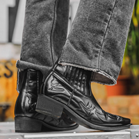 Meistverkaufte Retro Geprägte Spitze Herren Western Cowboy Stiefeletten PU-Obermaterial Gummisohle Stiefel für Reiten Alltag Party