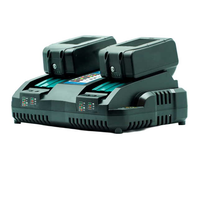 Li-ion Battery Rapid Charger 14.4V-18V Dual Port Fast Charger Compatible with US EU Plug Multiple Safety Protections