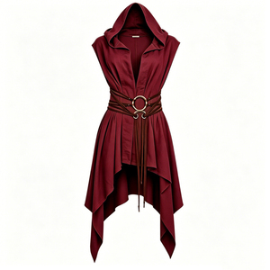 Robe Tunique Médiévale à Capuche pour Femme, Costume d'Halloween Unisexe pour Femme et Homme, Vêtements LARP, Manteau Médiéval Sans Manches en Gros - Product Image 3