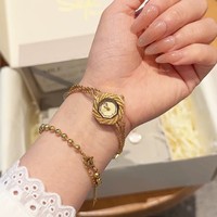 Montre de Luxe Vintage pour Femme, Bracelet Plaqué Or, Bijoux Personnalisés en Alliage, Mouvement à Quartz, Épaisseur de Boîtier 10mm