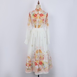 Solid Chiffon Mini <b>Dress</b> <b>Long</b> Sleeve Stand Collar A-Line Loose <b>Boho</b> Style Candy Color Ruffles Spring Casual Breathable Elastic - Product Image 4