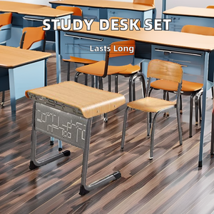 Ensemble de bureau et chaise fixe moderne de haute qualité pour salle de classe primaire et secondaire, en acier, MDF et plastique, Aoyasi PT-0703, pour étudiant - Product Image 4