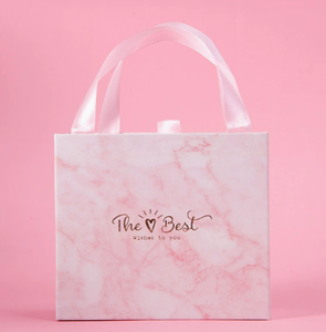 Pink Marble-<b>Patterned</b> Durable Paperboard Gift Box with Handle-Vietnam for Certified Recyclable Custom Size for Supermarket Use - Product Image 5