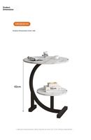 Table d'appoint ronde de 40 cm en forme de C, plateau en marbre, structure en fer forgé, à glisser sous le canapé, petite table d'angle pour le thé, directement de l'usine