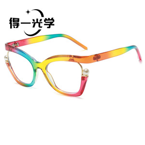 แว่นตา De Yi Optics ทรงแคทอาย ป้องกันแสงสีฟ้า สำหรับผู้หญิง กรอบเต็ม ประดับมุก เลนส์ PC - Product Image 5