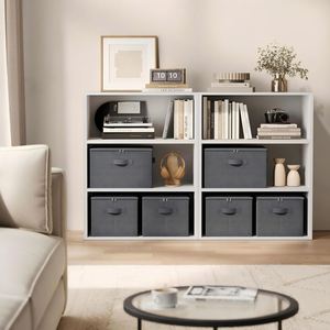 Slate Grey <b>Large</b> Storage <b>Boxes</b> with Lids Foldable Linen Fabric Storage Baskets for Organising Clothes and Toys - Product Image 5