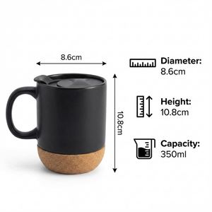 Best Sale Personalized 350ml Black/White Ceramic Coffee Mug with Cork Base Bulk Wholesale Customizable Factory Direct Price - Product Image 3