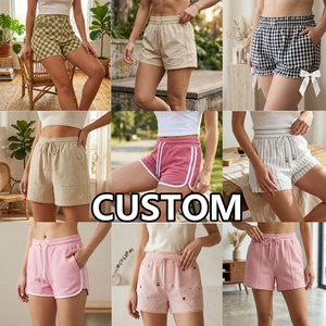 Shorts Casuales de <span class=keywords><strong>Marca</strong></span> Personalizada para Mujer, Corte Holgado con Bordado de Parches, Cintura Elástica y Cordón Ajustable, Rosa y Morado - Product Image 2