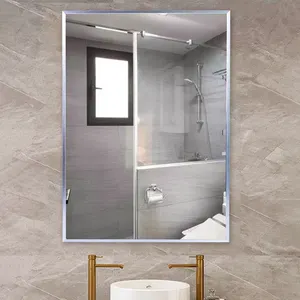 Specchio con cornice in alluminio specchio da bagno in vetro rettangolo decorazione specchio da parete in oro