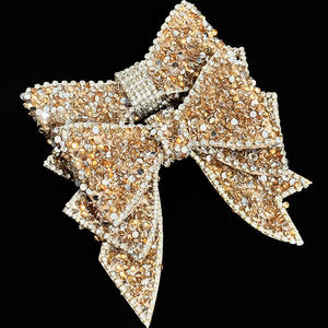 メーカー卸売DIY女性用フラットプラスチック靴接着花ラインストーン弓バックル装飾 - Product Image 2