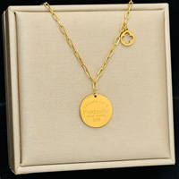 Collier à Disque Alphabet en Acier Inoxydable Style Hip Hop Vintage Chaîne à Maillons Tendance avec Fermoir OT Cadeau Personnalisé pour Hommes Femmes