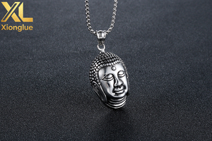 Collar de acero inoxidable con colgante tridimensional de Buda Sakyamuni, venta al por mayor de fábrica, para hombre, SP572 - Product Image 6