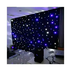 Cortina de estrela LED para palco, casamento, natal, interior, à prova de fogo, azul e branco, pano de veludo, luz, cenário para festas e eventos