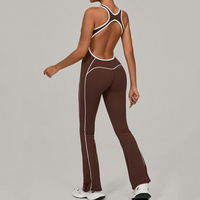 En gros, Combinaison de yoga et de sport pour femmes, à dos évidé, effet push-up, plissée, micro-évasée