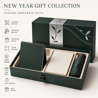 Coffret cadeau d'entreprise personnalisé 2027 avec calendrier de bureau, carnet, parapluie pliant, emballage avec logo OEM