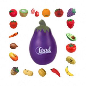 Balle anti-stress en polyuréthane personnalisée en forme d'aubergine - Jouet promotionnel pour enfants, couleur et logo personnalisables - Product Image 1