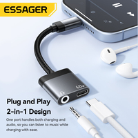 Câble adaptateur répartiteur audio et de charge USB Type C vers jack 3,5 mm 2-en-1 Essager ES-YP32 avec chargeur rapide USB-C PD 60W