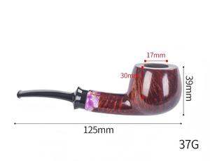 Pipe à tabac en bois de bruyère naturel, modèle traditionnel TOBCCO TC2086W, anneau coloré, solide, portable, détachable, facile à nettoyer - Product Image 2