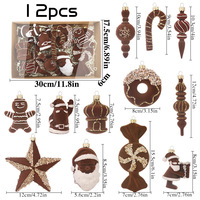 Ensemble de 12 boules de Noël floquées peintes, pendentifs de sapin de forme spéciale, décoration intérieure pour Noël, Nouvel An, fête de fin d'année