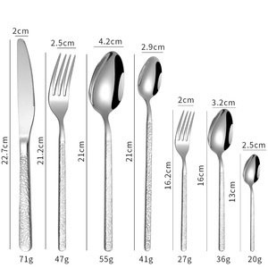 Ensemble d'argenterie en acier inoxydable <span class=keywords><strong>de</strong></span> luxe doré, couverts, couteau martelé, <span class=keywords><strong>fourchette</strong></span>, cuillère <span class=keywords><strong>à</strong></span> gâteau, <span class=keywords><strong>restaurant</strong></span> <span class=keywords><strong>à</strong></span> domicile - Product Image 2
