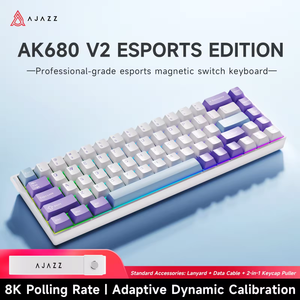 คีย์บอร์ดเกมมิ่ง Ajazz AK680 <span class=keywords><strong>V2</strong></span> สวิตช์แม่เหล็กแบบมีสาย RT0.01MM 8Khz 0.125ms ความหน่วงต่ำ รับประกัน 12 เดือน - Product Image 5