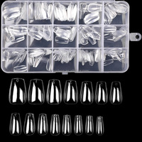 Pointes d'ongles en forme de cercueil extra courtes de 15 mm, à presser, en gel, à retirer, forme naturelle, ongles artificiels, 300 pièces