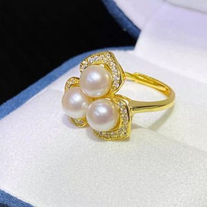 WENCHI 11711 10673DIY Soporte de Anillo de Plata S925 para Perlas, Soporte de Joyería de Plata de Moda para Perlas de 6-7mm, Baño de Rodio - Product Image 3