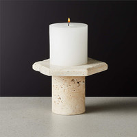 SAIDKOCC Ornement en marbre pour salon et chambre, style américain, créativité, beige, travertin, bougeoir personnalisable, luxe haut de gamme