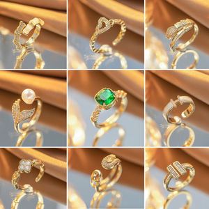 Anillo Ajustable de Cobre Microincrustado para Mujer, Inoxidable, Minimalista, Regalo de Boda para Celebridades de Internet, Súper Brillante - Product Image 3