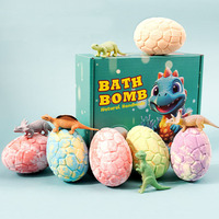Vente en gros d'une marque privée de bombes pour le bain pétillantes, organique, vegan, coffret cadeau personnalisé pour enfants avec oeuf de dinosaure