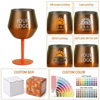 Gobelet à vin 2-en-1 personnalisé avec logo, en acier inoxydable 304 de 14 oz, à double paroi sous vide, réutilisable, avec fond en cristal détachable, idéal pour les fêtes