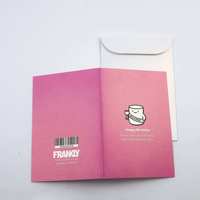 Carte de vœux personnalisée en papier avec dessin animé, enveloppe rose imprimée, carte cadeau personnalisée pour remerciement, anniversaire, fête