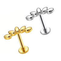 Clous d'oreille en titane ASTM F136 de haute qualité à filetage interne avec zircon, bijoux de piercing pour lèvre, prêts à être expédiés, prix d'usine, clous labret