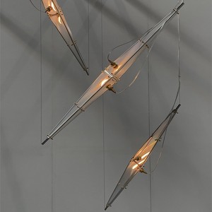 Long Strip Pendant <b>Light</b> Single Glass <b>Panel</b> LED Modern Minimalist Hotel Reception Table Lighting - Product Image 1