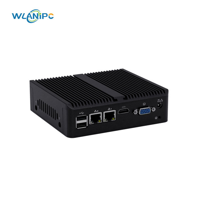 Win10/Linux Ubuntu Palm-sized Fanless mini PC J1900 Quad Core Embedded PC 2LAN 2COM 6USB VGA HD 2output 4K video micro pc