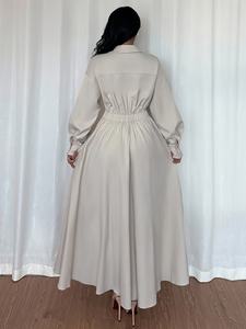 Kaftano Tradizionale Musulmano EID Dubai <span class=keywords><strong>Turchia</strong></span>, Tinta Unita, Semplice, Modesto, Tessuto Traspirante Ricamato, Taglia Unica - Product Image 1