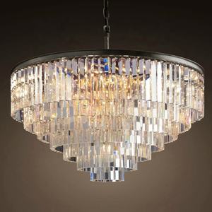 Lustres en cristal à franges en verre transparent Odeon des années 1920, luminaire d'éclairage, décoration d'intérieur, lustre en cristal, lampes vintage CZ2528C/33 - Product Image 2