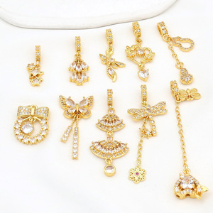 14k Gold Plated <b>Copper</b> Pendant Butterfly Star Design Cubic Zirconia DIY Jewelry Accessory Necklace <b>Bracelet</b> Findings - Product Image 3