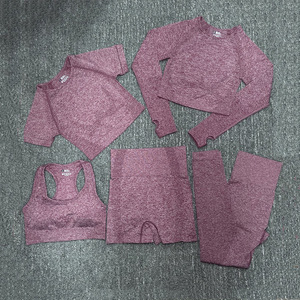 Barato 5 uds conjunto de Yoga sin costuras gimnasio ropa deportiva ropa de entrenamiento <span class=keywords><strong>mujer</strong></span> ropa de <span class=keywords><strong>Fitness</strong></span> conjunto de ropa activa - Product Image 6