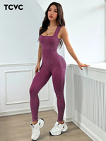 Combinaison de yoga sans manches Aoyema de haute qualité pour femmes, col carré, sans couture, lavage au sable, vêtements de sport, une pièce, vêtements de fitness