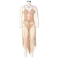 Maillots de bain et vêtements de plage, crochet, vacances, tenues pour femmes en 2 pièces, haut de bikini en maille, vêtements de plage à franges, ensemble sexy en deux pièces, vêtements pour femmes