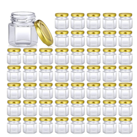 1.5oz 3oz 6oz stoples madu kaca heksagonal dengan tutup sekrup tutup logam untuk permen & makanan kaleng kemasan karton hadiah pernikahan