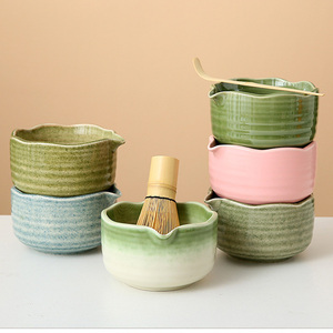 OEM personalizado 8 piezas personalizado mate rosa de cerámica Spouted Bowl Matcha <span class=keywords><strong>Set</strong></span> Rituales Precio de fábrica - Product Image 2