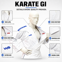 Kimono de karaté respirant double face avec logo personnalisé, col épais croisé sur le devant, pour clubs et équipes, vente en gros