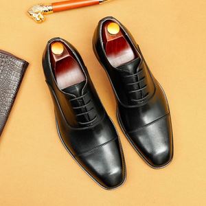 Men's Formal Oxford Leather Dress Shoes Business Office <b>Pointed</b> Toe Lace-Up Anti-Slip Breathable Lightweight Hard-Wearing All - Product Image 1