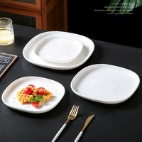 Assiette en céramique blanche carrée moderne, minimaliste, pour steak, riz, apéritif, dessert, passe au micro-ondes, hôtel, restaurant, maison, banquet