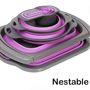 Égouttoir de cuisine pliable en silicone pour évier, passoire, bol mélangeur, planche à découper, ensemble de tasses à mesurer - Product Image 5
